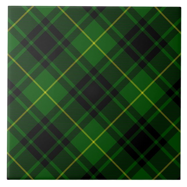 Azulejo De Cerâmica Xadrez verde MacArthur tartan (Frente)