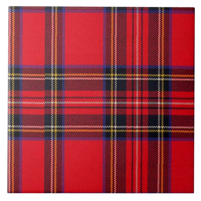 Azulejo De Cerâmica Xadrez vermelha de Stewart tartan (Frente)