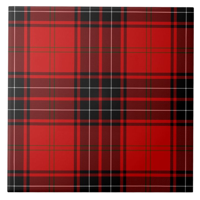 Azulejo De Cerâmica Xadrez vermelha de tartan (Frente)