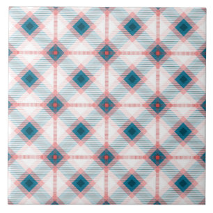 Azulejo De Cerâmica Xadrez vermelha e azul