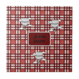 Azulejo De Cerâmica Xadrez vermelha e branca