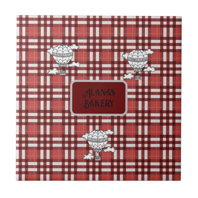 Azulejo De Cerâmica Xadrez vermelha e branca (Frente)