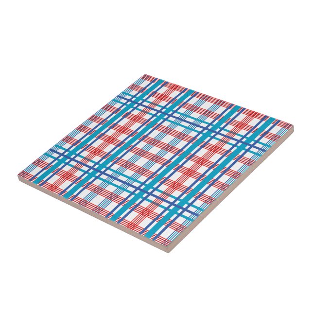 Azulejo De Cerâmica Xadrez Vermelho e Azul (Lateral)