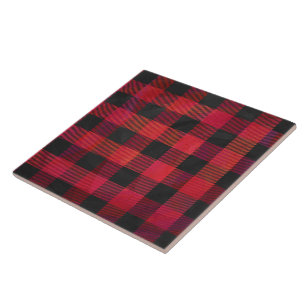 Azulejo De Cerâmica Xadrez vermelho e preto verificado