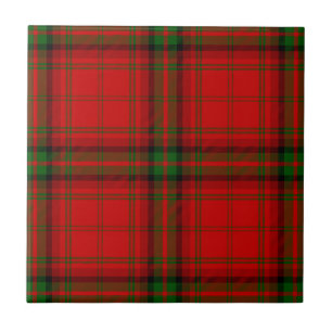 Azulejo De Cerâmica xadrez vermelho e verde do tartan MacDougall