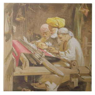 Azulejo De Cerâmica Xailes da caxemira: Tecelagem, 1863 (chromolitho)