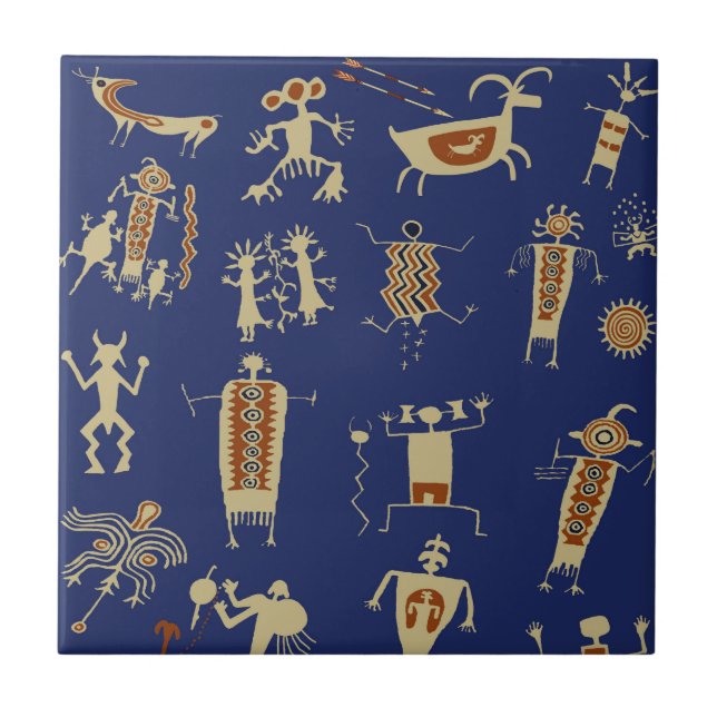 Azulejo De Cerâmica Xamã de Arte Rupestre do Sudoeste (Frente)