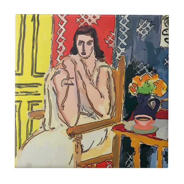 Azulejo De Cerâmica Xícara de café na mesa, (Frente)