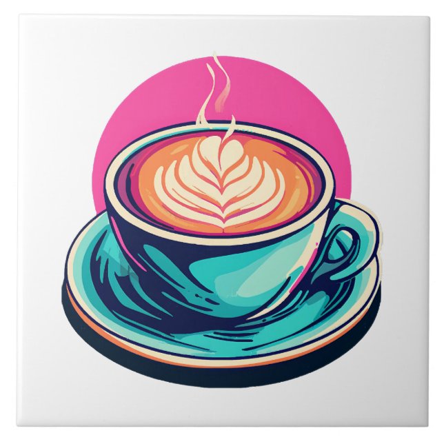 Azulejo De Cerâmica Xícara de cappuccino (Frente)