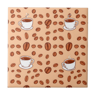 Azulejo De Cerâmica Xícara de Grãos de Café Padrão Aconchegante