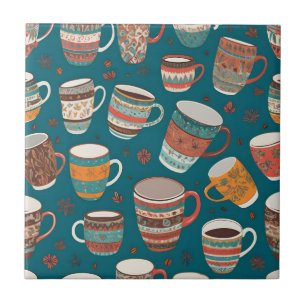 Azulejo De Cerâmica Xícaras de Café Coloridas