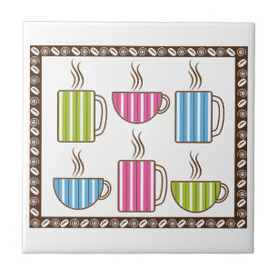 Azulejo De Cerâmica Xícaras de Café com Listras Finas