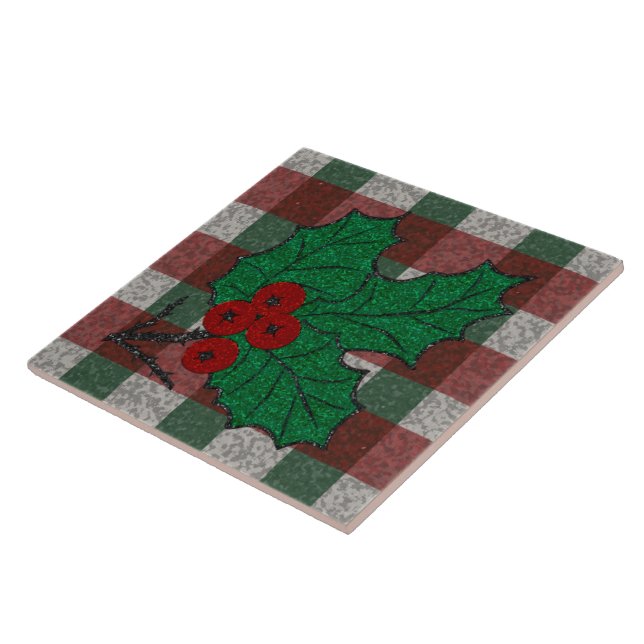 Azulejo De Cerâmica Xmas Gingham 6" x 6" (1940) (Lateral)