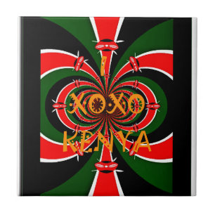 Azulejo De Cerâmica XOXO I Love Kenya Black Red Green Flag