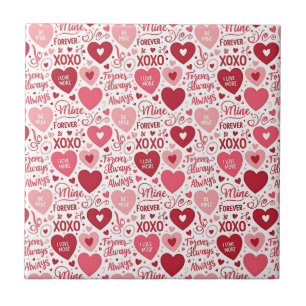 Azulejo De Cerâmica XOXO & Sempre Minha Rosa Vermelho