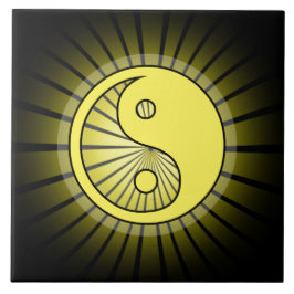 Azulejo De Cerâmica Yang Amarelo brilhante sobre preto