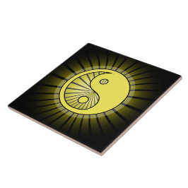 Azulejo De Cerâmica Yang Amarelo brilhante sobre preto