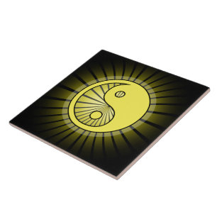 Azulejo De Cerâmica Yang Amarelo brilhante sobre preto