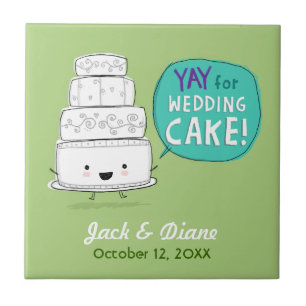 Azulejo De Cerâmica YAY para Bolo de Casamento! Design humorístico com