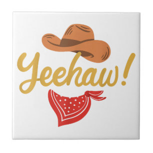 Azulejo De Cerâmica Yeehaw Cowboy Cowgirl Western Country Rodeo