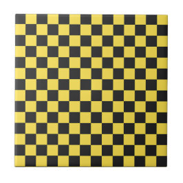 Azulejo De Cerâmica Yellow and black checkerboard pattern