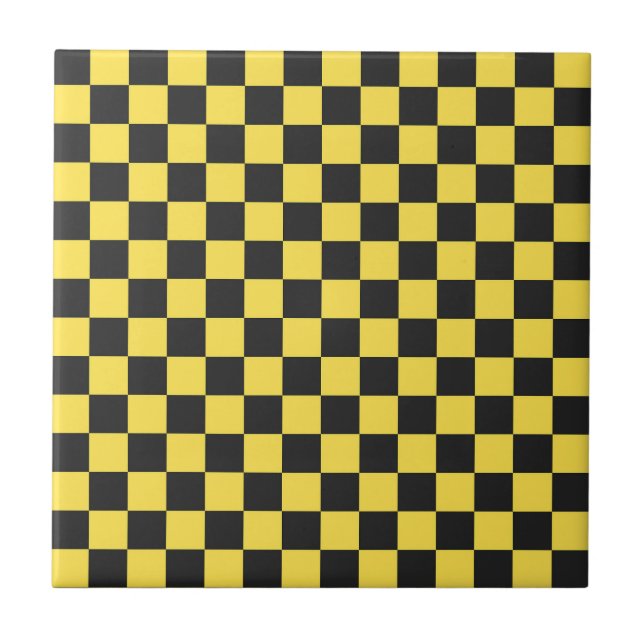 Azulejo De Cerâmica Yellow and black checkerboard pattern (Frente)