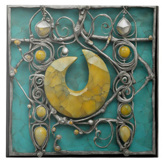 Azulejo De Cerâmica Yellow Marble Metal Art Sculptured