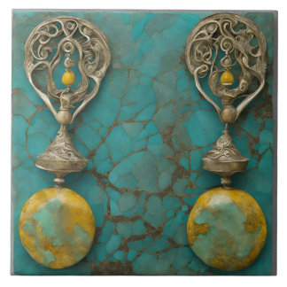 Azulejo De Cerâmica Yellow Marble Metal Art Sculptured