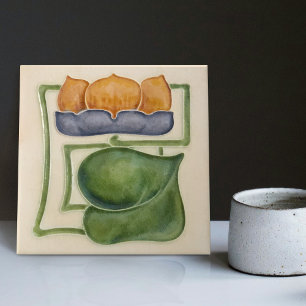 Azulejo De Cerâmica Yellow Waterlily Ivory Decor Art Nouveau Art Deco