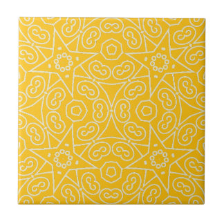 Azulejo De Cerâmica Yellow & White Abstract Geometric Pattern