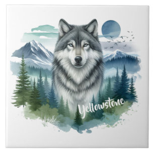 Azulejo De Cerâmica Yellowstone Wolf