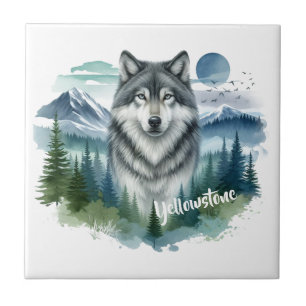 Azulejo De Cerâmica Yellowstone Wolf