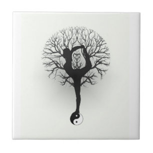 Azulejo De Cerâmica Yin Yang, árvore de vida, mulheres, ioga