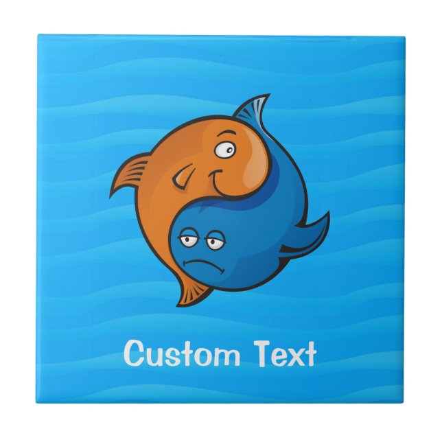 Azulejo De Cerâmica Yin Yang Fish Cartoon (Frente)