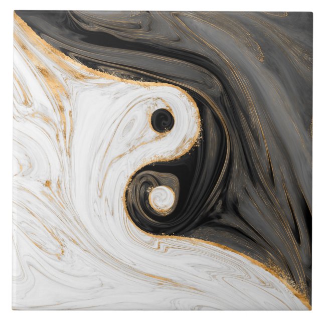 Azulejo De Cerâmica Yin Yang Liquid Marble (Frente)