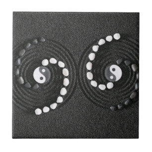 Azulejo De Cerâmica Yin Yang Pebble Spiral"