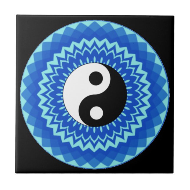 Azulejo De Cerâmica Ying yang mandala design (símbolo yin e yang)  (Frente)