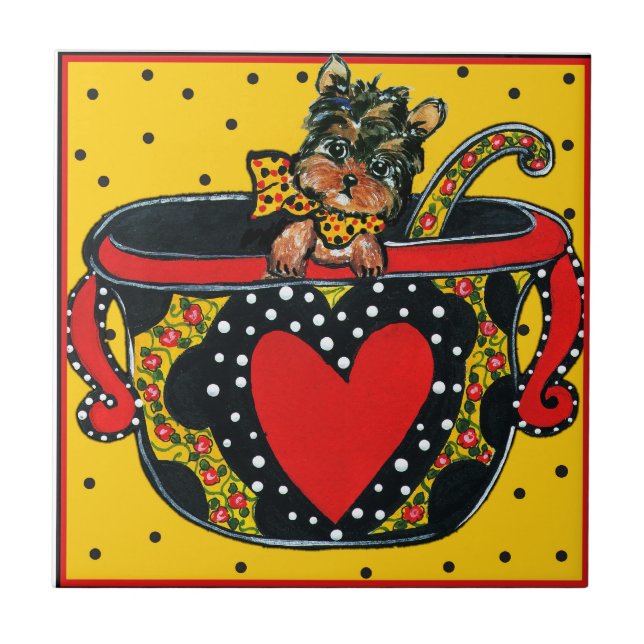 Azulejo De Cerâmica Yorkie Poo (Frente)