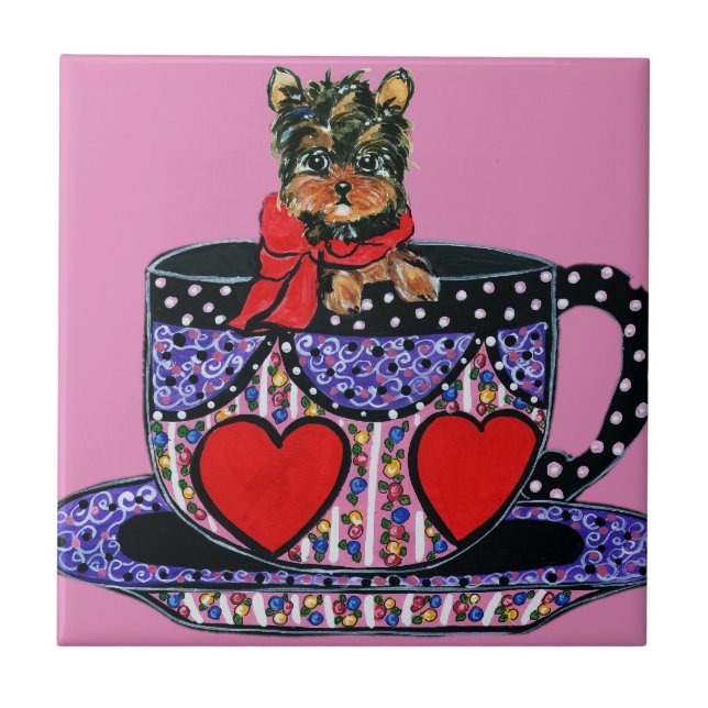 Azulejo De Cerâmica Yorkie Poo (Frente)