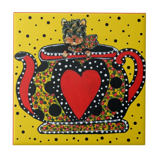 Azulejo De Cerâmica Yorkie Poo (Frente)