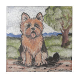 Azulejo De Cerâmica Yorkie Yorkshire Terrier Dog Antique Vintage