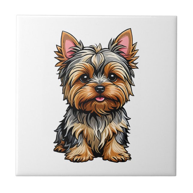 Azulejo De Cerâmica Yorkshire Terrier (Frente)