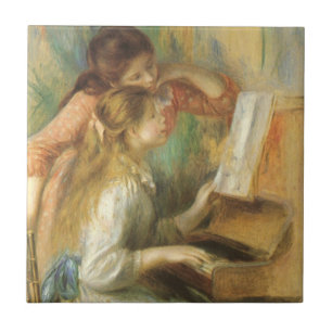 Azulejo De Cerâmica Young Girls in Piano por Pierre Renoir