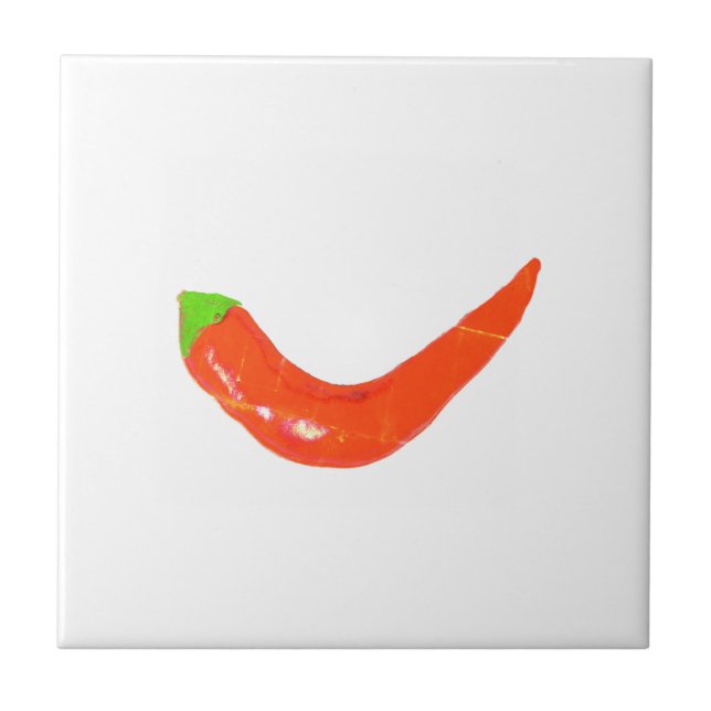 Azulejo De Cerâmica Yummy Hot Funky Red Chili Pepper Spicy (Frente)