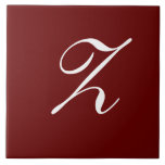 Azulejo De Cerâmica Z Monograma Inicial Branco no Vermelho Escuro<br><div class="desc">Monograma Clássico com Letra Branca em Fundo Vermelho Escuro,  Z.</div>