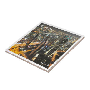 Azulejo De Cerâmica zAE038 cena noturna de DUBAI, Emirados Árabes Unid