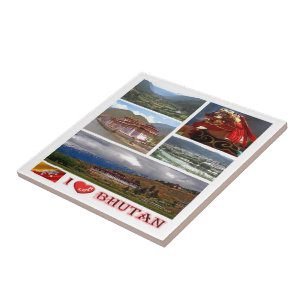 Azulejo De Cerâmica zBT007 Eu Amo BHUTAN, Ásia,