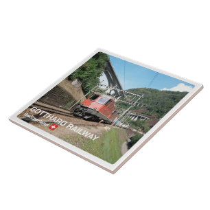 Azulejo De Cerâmica zCH019 O CAMINHO DE FERRO GOTTHARD, Suíça,