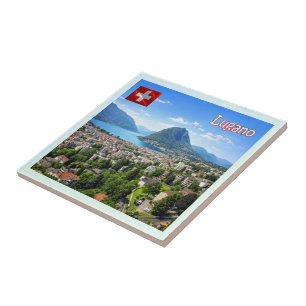 Azulejo De Cerâmica zCH027 LUGANO Suíça -