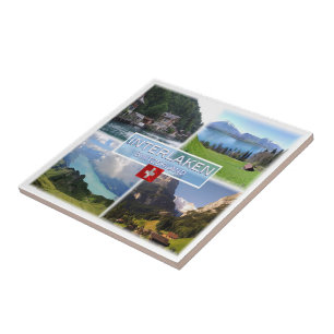 Azulejo De Cerâmica zCH051 INTERLAKEN Lake Thun Thunerse Swiss,